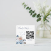 Dusty Blue QR Code Huwelijkswebsite RSVP-kaart Informatiekaartje (Staand voorkant)