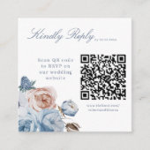 Dusty Blue QR Code Huwelijkswebsite RSVP-kaart Informatiekaartje (Voorkant)