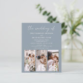 Dusty Blue QR Code Kalligrafie Bruiloft uitnodigin (Staand voorkant)