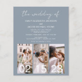 Dusty Blue QR Code Kalligrafie Bruiloft uitnodigin (Voorkant)