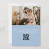 Dusty Blue QR Code Photo Minimalist Wedding Kaart (Achterkant)