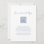 Dusty Blue QR Code RSVP Botanical Monogram Weddens Kaart (Achterkant)