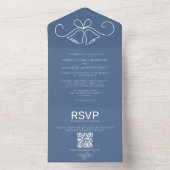 Dusty Blue QR Code RSVP Bruiloft All In One Uitnodiging (Binnen)