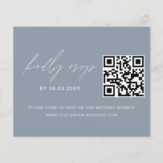 Dusty Blue QR Code RSVP Foto bruiloft website Flyer (Voorkant)