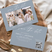 Dusty Blue QR Code Save the Date Modern 3 Foto