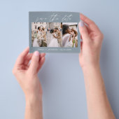 Dusty Blue QR Code - Sla de datum op 3 Foto Flyer (Hand)