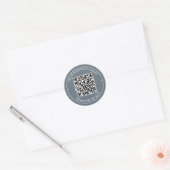 Dusty Blue QR Code Smart Contact Ronde Sticker (Envelop)