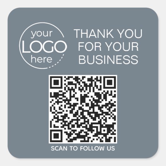 Dusty Blue QR Code Smart Contact Vierkante Sticker (Voorkant)