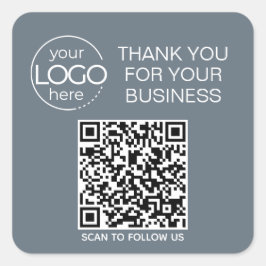Dusty Blue QR Code Smart Contact Vierkante Sticker