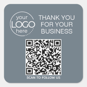 Dusty Blue QR Code Smart Contact Vierkante Sticker