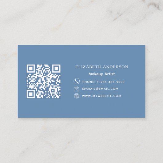 Dusty blue qr code visitekaartje (Achterkant)