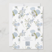 Dusty Blue QR Code Waterverf Bloemen Vrijgezellenf Kaart (Achterkant)