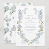 Dusty Blue QR Code Waterverf Bloemen Vrijgezellenf Kaart (Voorkant / Achterkant)