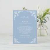 Dusty Blue QR Code Wedding Details Enclosure Kaart (Staand voorkant)