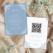 Dusty Blue QR Code Wedding Details Enclosure Kaart