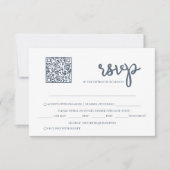 Dusty Blue QR Code Wedding RSVP Kaart (Voorkant)