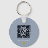 Dusty blue QR Code Wedding Save the date Sleutelha Sleutelhanger (Voorkant)
