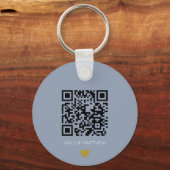 Dusty blue QR Code Wedding Save the date Sleutelha Sleutelhanger (Voorkant)