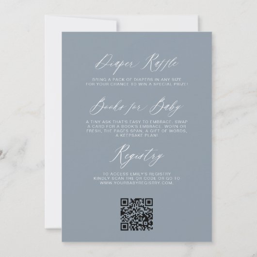 Dusty Blue QR Code Wildflower Baby in Bloom Kaart (Achterkant)