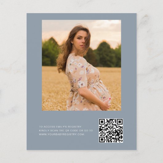 Dusty Blue QR Code Wildflower Baby in Bloom Shower (Achterkant)