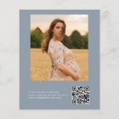 Dusty Blue QR Code Wildflower Baby in Bloom Shower Flyer (Achterkant)