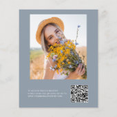 Dusty Blue QR Code Wildflower Petals & Prosecco Flyer (Achterkant)