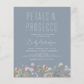 Dusty Blue QR Code Wildflower Petals & Prosecco Flyer (Voorkant)