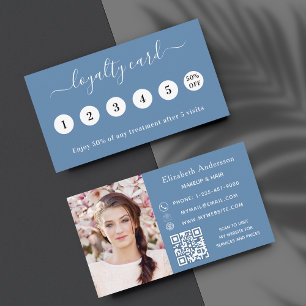 Dusty blue QR-kaart voor zakelijke loyaliteit Visitekaartje