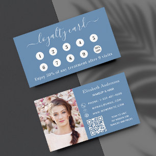 Dusty blue QR-kaart voor zakelijke loyaliteit Visitekaartje