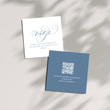 Dusty Blue QR Wedding RSVP Enclosure Card