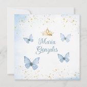 Dusty Blue Quinceañera 15 Anos Butterfly Gold Kaart (Achterkant)