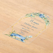 Dusty Blue Quinceañera Acryl Uitnodigingen (Laagn)