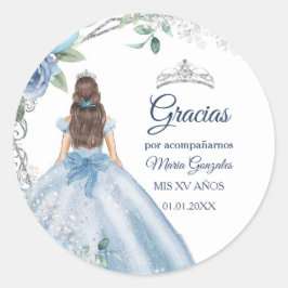 Dusty Blue Quinceañera Favor Bedankt Cadeau Labels