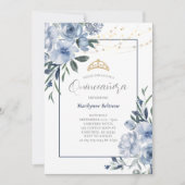Dusty Blue Quinceañera Uitnodiging (Voorkant)