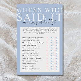 Dusty Blue Raad die het Baby shower Game zei