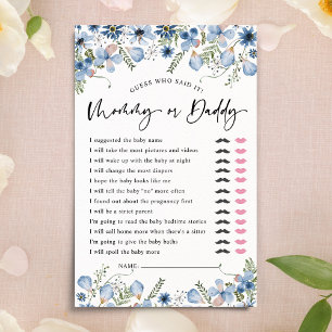 Dusty Blue Raad wie er Baby shower games speelt