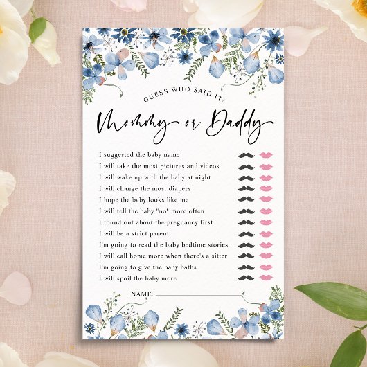 Dusty Blue Raad wie er Baby shower games speelt