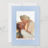 Dusty Blue Red Floral Engagement Party Photo Kaart (Achterkant)