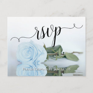 Dusty Blue Reflecting Roos Elegant Wedding RSVP Briefkaart