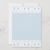 Dusty Blue Regency Bow Pearl Lace Baby shower Kaart (Achterkant)