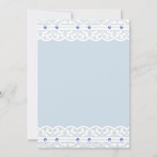 Dusty Blue Regency Bow Pearl Lace Baby shower Kaart (Achterkant)