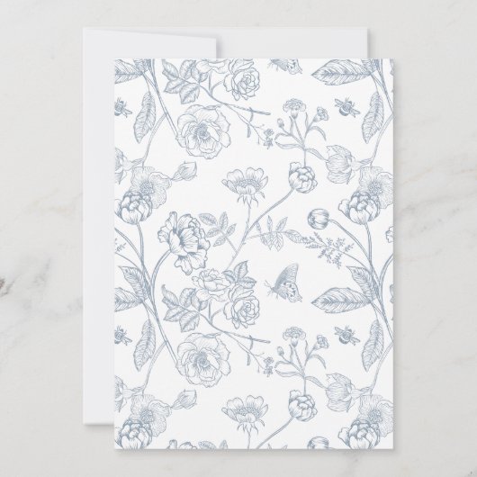 Dusty Blue Regency Crest Monogram Bruiloft Kaart (Achterkant)