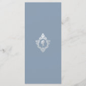 Dusty Blue  Regency Crest Vrijgezellenfeest Menu (Achterkant)