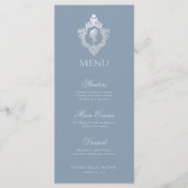 Dusty Blue  Regency Crest Vrijgezellenfeest Menu (Voorkant)