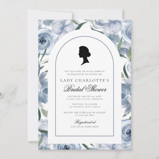 Dusty Blue Regency Elegant Vrijgezellenfeest Kaart (Voorkant)