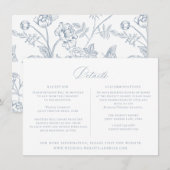 Dusty Blue Regency Floral Wedding Details Kaart (Voorkant / Achterkant)