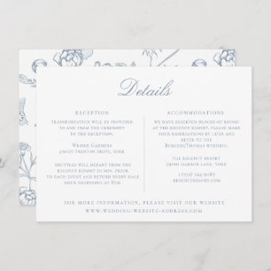Dusty Blue Regency Floral Wedding Details Kaart