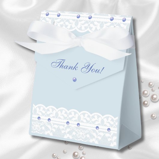Dusty Blue Regency Lace Vrijgezellenfeest Bedankdoosjes