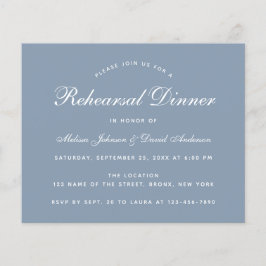 Dusty Blue Rehearsal Dinner Budget Uitnodiging