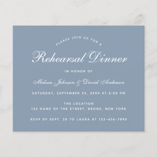 Dusty Blue Rehearsal Dinner Budget Uitnodiging